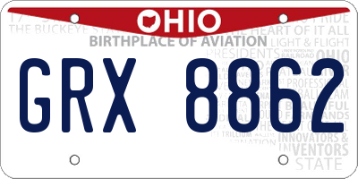 OH license plate GRX8862