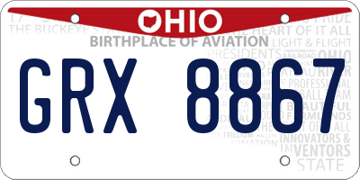 OH license plate GRX8867