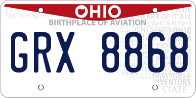 OH license plate GRX8868