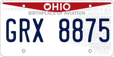 OH license plate GRX8875