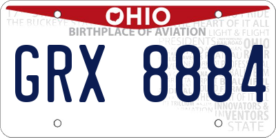 OH license plate GRX8884