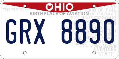 OH license plate GRX8890
