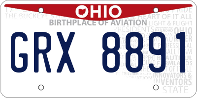 OH license plate GRX8891