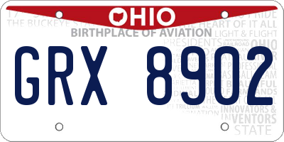 OH license plate GRX8902