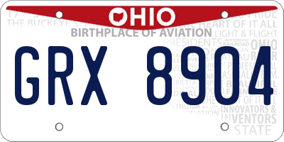 OH license plate GRX8904