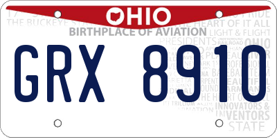 OH license plate GRX8910