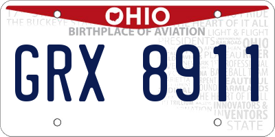 OH license plate GRX8911