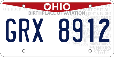 OH license plate GRX8912
