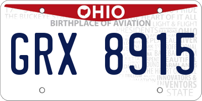 OH license plate GRX8915
