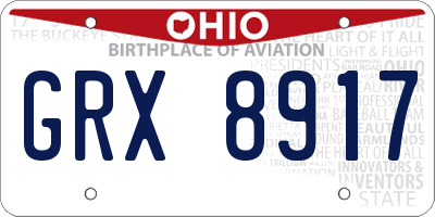 OH license plate GRX8917