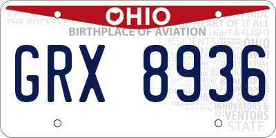 OH license plate GRX8936