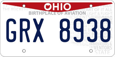OH license plate GRX8938