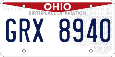OH license plate GRX8940