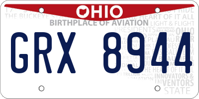 OH license plate GRX8944