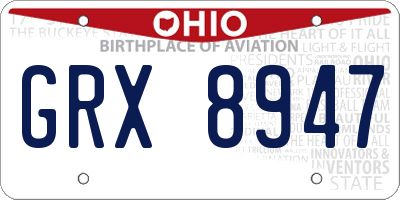 OH license plate GRX8947