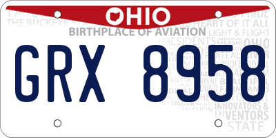 OH license plate GRX8958