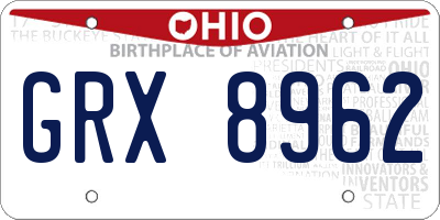 OH license plate GRX8962