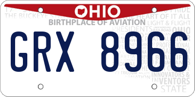 OH license plate GRX8966