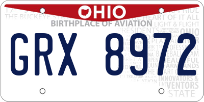 OH license plate GRX8972