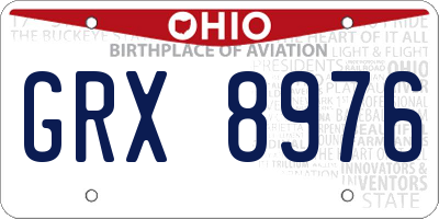 OH license plate GRX8976