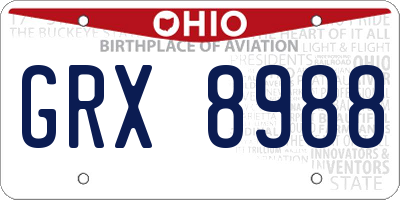 OH license plate GRX8988