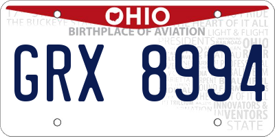 OH license plate GRX8994