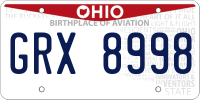 OH license plate GRX8998