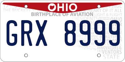OH license plate GRX8999