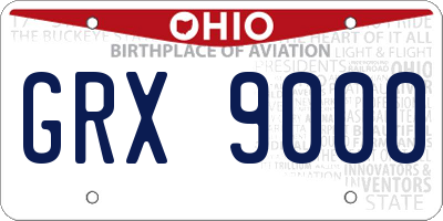 OH license plate GRX9000