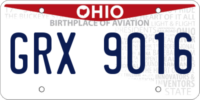 OH license plate GRX9016