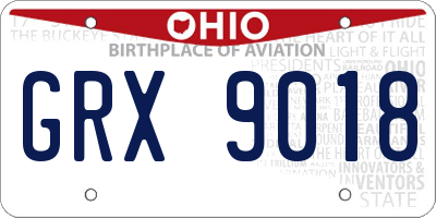 OH license plate GRX9018