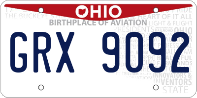 OH license plate GRX9092