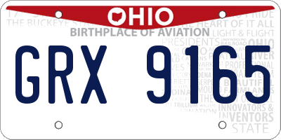 OH license plate GRX9165