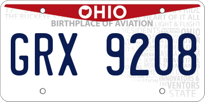 OH license plate GRX9208