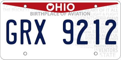 OH license plate GRX9212