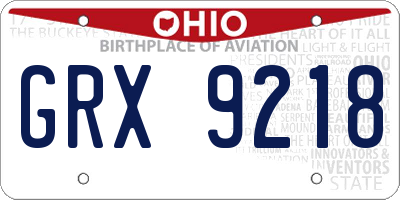 OH license plate GRX9218