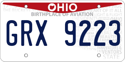 OH license plate GRX9223