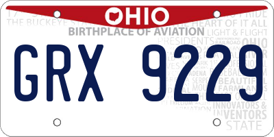 OH license plate GRX9229