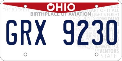 OH license plate GRX9230