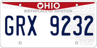 OH license plate GRX9232