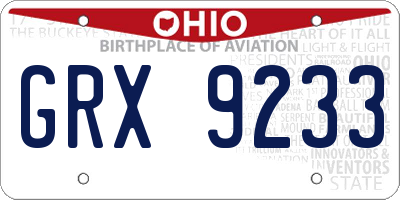 OH license plate GRX9233