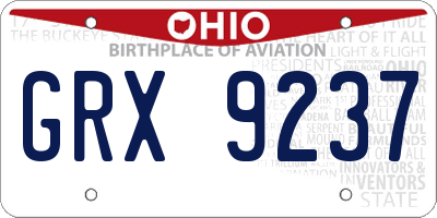 OH license plate GRX9237
