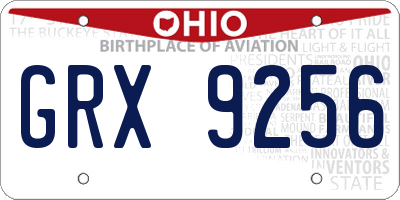 OH license plate GRX9256