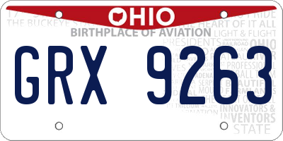 OH license plate GRX9263