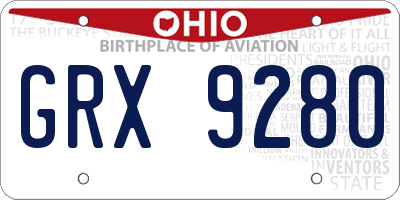 OH license plate GRX9280