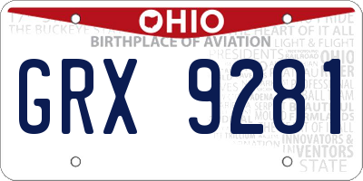 OH license plate GRX9281