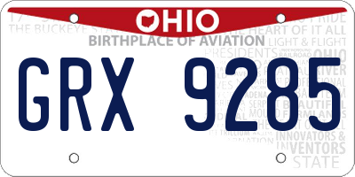 OH license plate GRX9285