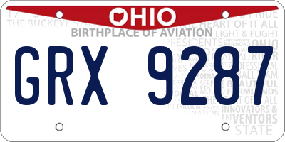 OH license plate GRX9287