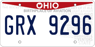 OH license plate GRX9296