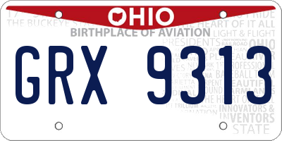 OH license plate GRX9313
